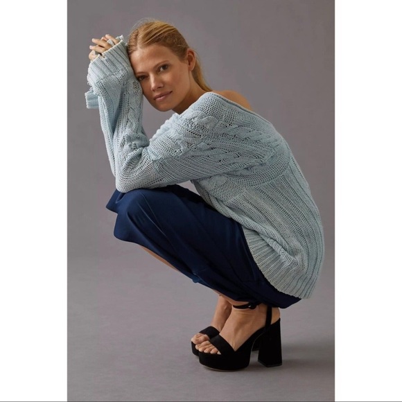 NWT! Anthropologie pilcro surf destroy ruggedcable knit pullover sweater - Picture 3 of 7